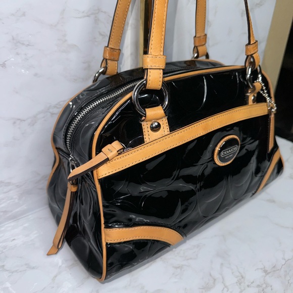 Coach Peyton Black Embossed Patent Leather with Leather trim #20065 - Picture 4 of 16